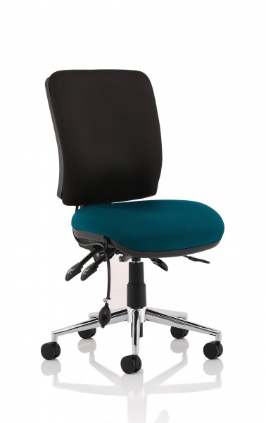 Operator Chair | Medium Back | No Arms | Castors | Maringa Teal Seat | Black Back | Chiro