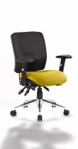 Operator Chair | Medium Back | Height Adjustable Arms | Castors | Senna Yellow Seat | Black Back | Chiro