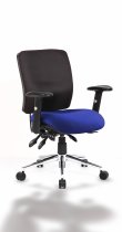 Operator Chair | Medium Back | Height Adjustable Arms | Castors | Stevia Blue Seat | Black Back | Chiro