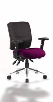 Operator Chair | Medium Back | Height Adjustable Arms | Castors | Tansy Purple Seat | Black Back | Chiro