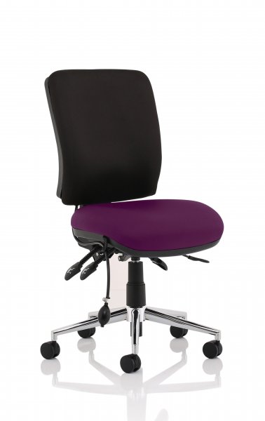 Operator Chair | Medium Back | No Arms | Castors | Tansy Purple Seat | Black Back | Chiro