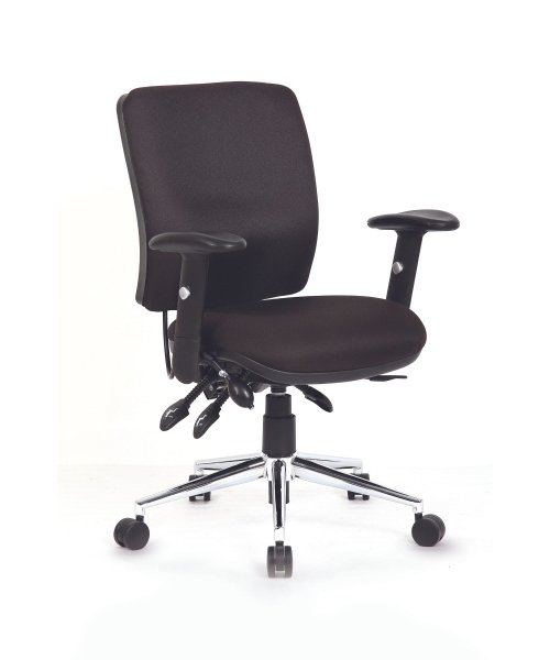 Operator Chair | Medium Back | Height Adjustable Arms | Castors | Black | Chiro