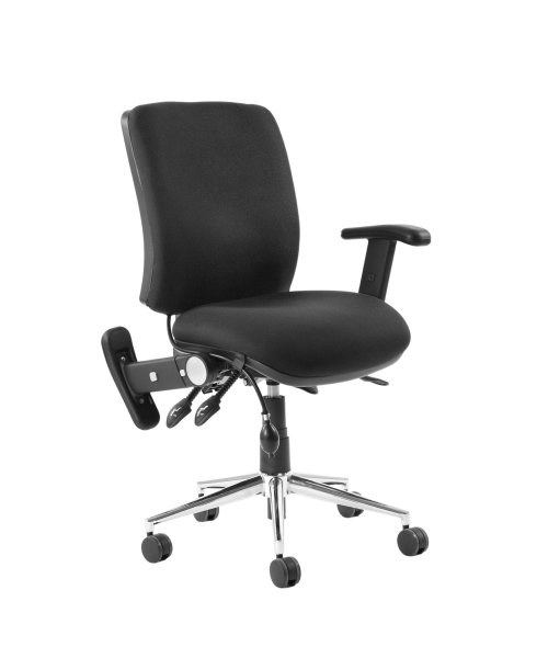 Operator Chair | Medium Back | Folding Height Adjustable Arms | Castors | Black | Chiro