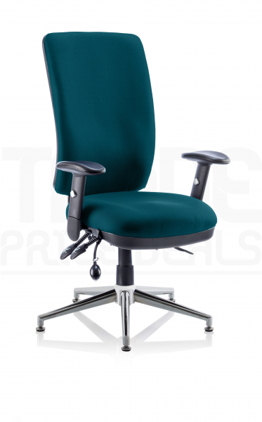 Operator Chair | High Back | Height Adjustable Arms | Glides | Maringa Teal | Chiro