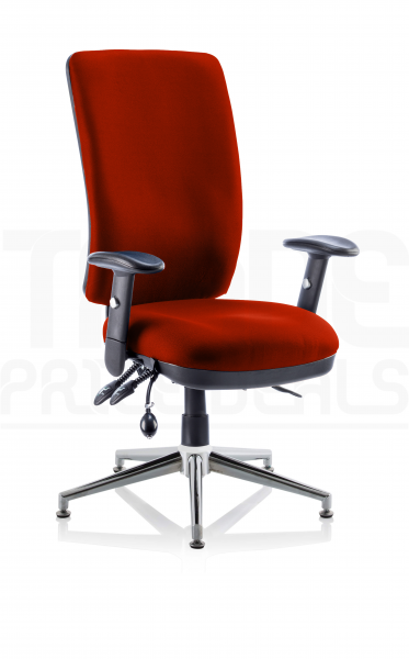 Operator Chair | High Back | Height Adjustable Arms | Glides | Tabasco Orange | Chiro