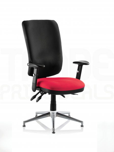 Operator Chair | High Back | Height Adjustable Arms | Glides | Bergamot Cherry Red Seat | Black Back | Chiro