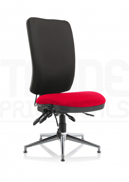 Operator Chair | High Back | Height Adjustable Arms | Glides | Ginseng Chilli Red Seat | Black Back | Chiro