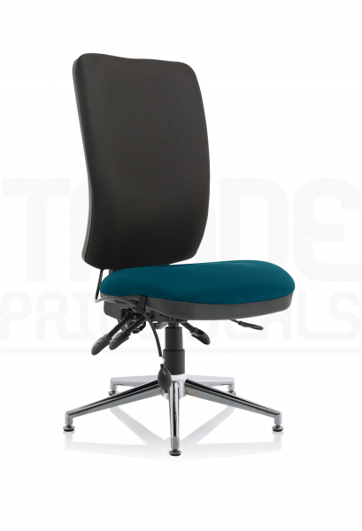 Operator Chair | High Back | No Arms | Glides | Maringa Teal Seat | Black Back | Chiro