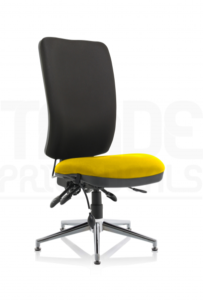 Operator Chair | High Back | No Arms | Glides | Senna Yellow Seat | Black Back | Chiro