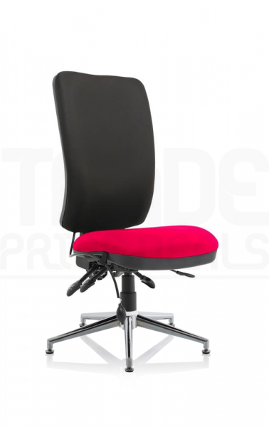 Operator Chair | High Back | Height Adjustable Arms | Glides | Tabasco Orange Seat | Black Back | Chiro