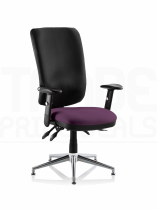 Operator Chair | High Back | Height Adjustable Arms | Glides | Tansy Purple Seat | Black Back | Chiro