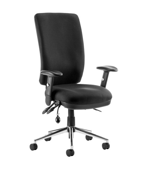 Operator Chair | High Back | Height Adjustable Arms | Glides | Black | Chiro