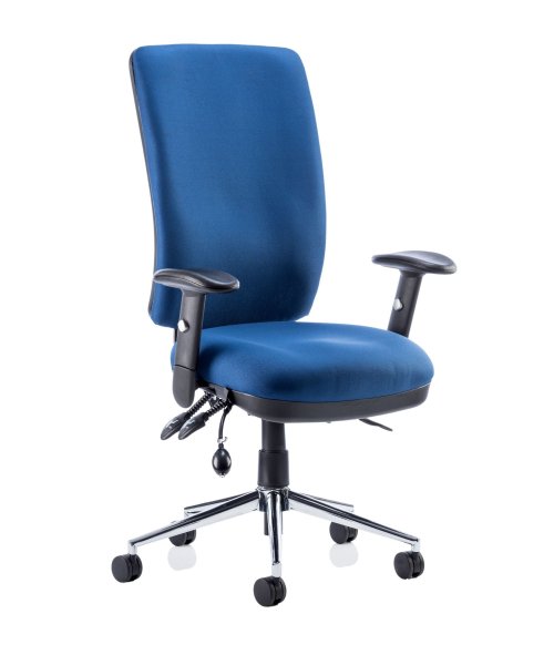 Operator Chair | High Back | Height Adjustable Arms | Glides | Blue | Chiro