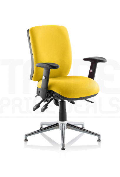 Operator Chair | Medium Back | Height Adjustable Arms | Glides | Senna Yellow | Chiro