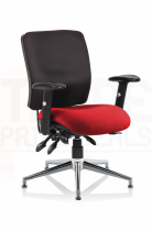 Operator Chair | Medium Back | Height Adjustable Arms | Glides | Bergamot Cherry Red Seat | Black Back | Chiro