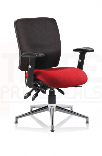 Operator Chair | Medium Back | Height Adjustable Arms | Glides | Ginseng Chilli Red Seat | Black Back | Chiro