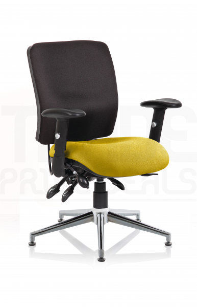 Operator Chair | Medium Back | Height Adjustable Arms | Glides | Senna Yellow Seat | Black Back | Chiro