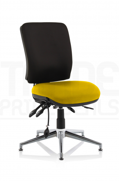 Operator Chair | Medium Back | No Arms | Glides | Senna Yellow Seat | Black Back | Chiro