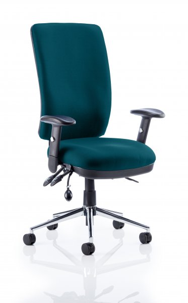 Operator Chair | High Back | Folding Height Adjustable Arms | Castors | Maringa Teal | Chiro