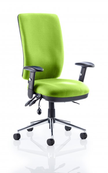 Operator Chair | High Back | Folding Height Adjustable Arms | Castors | Myrrh Green | Chiro