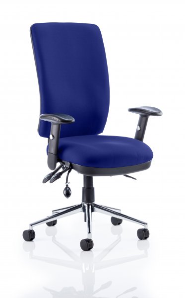 Operator Chair | High Back | Folding Height Adjustable Arms | Castors | Stevia Blue | Chiro