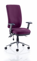 Operator Chair | High Back | Folding Height Adjustable Arms | Castors | Bergamot Cherry Red Seat | Black Back | Chiro