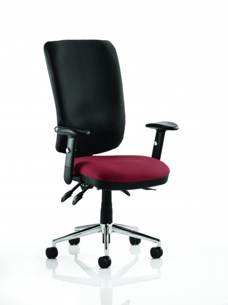 Operator Chair | High Back | Folding Height Adjustable Arms | Castors | Ginseng Chilli Red Seat | Black Back | Chiro