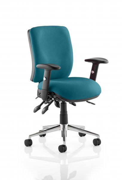 Operator Chair | Medium Back | Folding Height Adjustable Arms | Castors | Maringa Teal | Chiro