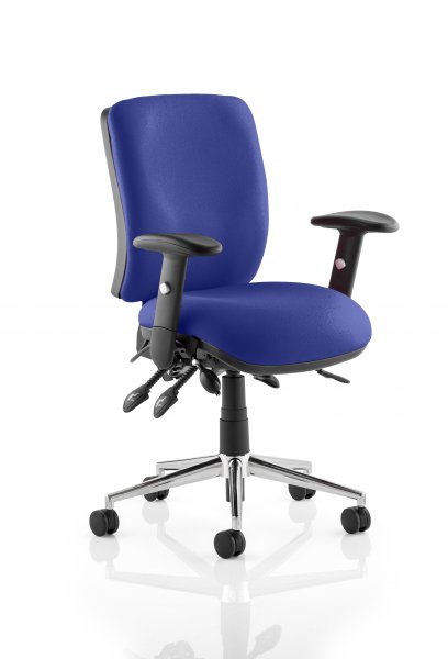 Operator Chair | Medium Back | Folding Height Adjustable Arms | Castors | Stevia Blue | Chiro