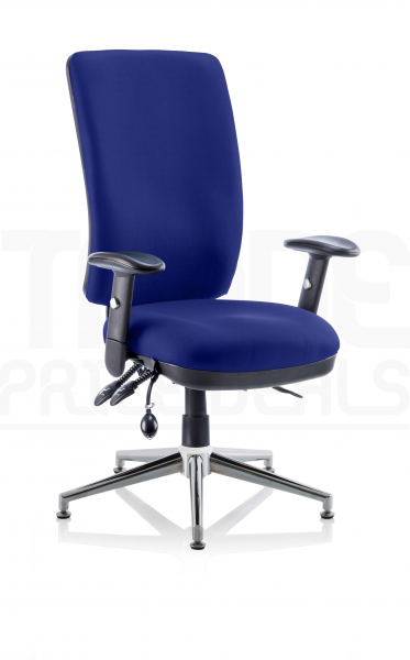 Operator Chair | High Back | Folding Height Adjustable Arms | Glides | Stevia Blue | Chiro