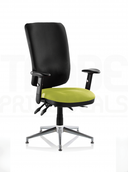 Operator Chair | High Back | Folding Height Adjustable Arms | Glides | Myrrh Green Seat | Black Back | Chiro