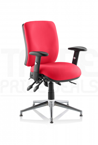 Operator Chair | Medium Back | Folding Height Adjustable Arms | Glides | Bergamot Cherry Red | Chiro