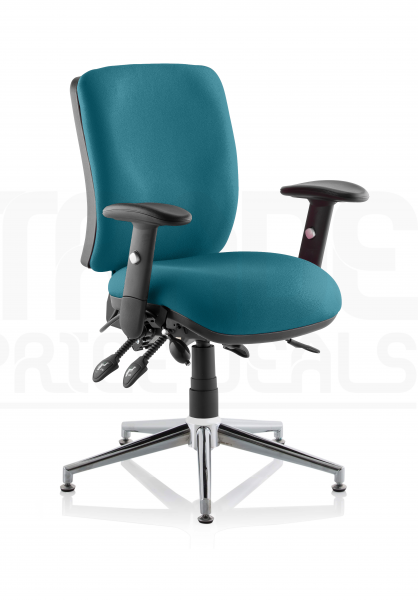 Operator Chair | Medium Back | Folding Height Adjustable Arms | Glides | Maringa Teal | Chiro