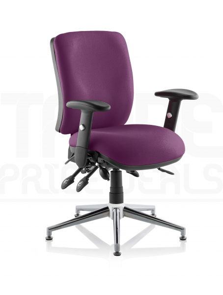 Operator Chair | Medium Back | Folding Height Adjustable Arms | Glides | Tansy Purple | Chiro