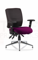 Operator Chair | Medium Back | Folding Height Adjustable Arms | Glides | Tansy Purple Seat | Black Back | Chiro