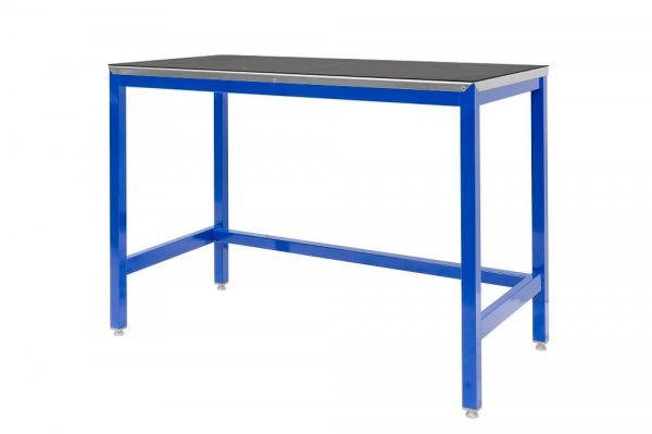 Medium Duty Workbench | Rubber Bonded to Steel Worktop | 840h x 1200w x 600d | 500kg Max Weight per Shelf | Blue | Benchmaster