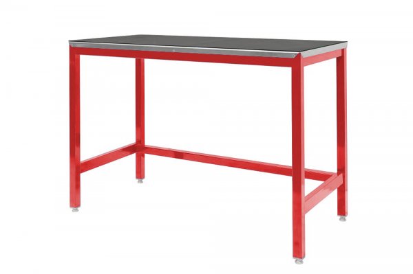 Medium Duty Workbench | Rubber Bonded to Steel Worktop | 840h x 1500w x 900d | 500kg Max Weight per Shelf | Red | Benchmaster