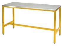 Medium Duty Workbench | Steel Worktop | 840h x 1500w x 600d | 500kg Max Weight per Shelf | Yellow | Benchmaster