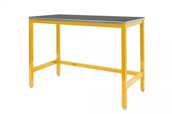 Medium Duty Workbench | Rubber Bonded to Steel Worktop | 840h x 1200w x 900d | 500kg Max Weight per Shelf | Yellow | Benchmaster