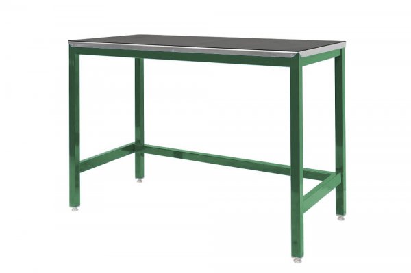 Medium Duty Workbench | Rubber Bonded to Steel Worktop | 840h x 1200w x 750d | 500kg Max Weight per Shelf | Green | Benchmaster