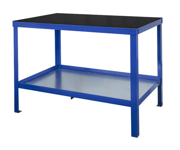 Heavy Duty Workbench | Rubber Bonded to Steel Worktop | 840h x 1200w x 600d mm | 1000kg Max Weight per Shelf | Blue | Benchmaster