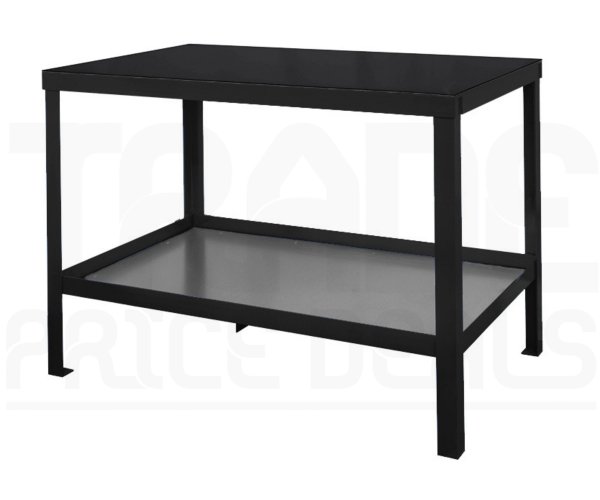 Heavy Duty Workbench | Rubber Bonded to Steel Worktop | 840h x 1500w x 600d mm | 1000kg Max Weight per Shelf | Black | Benchmaster