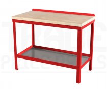 Heavy Duty Workbench | Solid Wood Worktop | 840h x 1200w x 750d mm | 1000kg Max Weight per Shelf | Red | Benchmaster