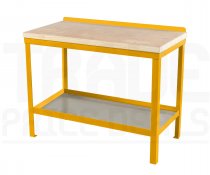 Heavy Duty Workbench | Solid Wood Worktop | 840h x 1200w x 600d mm | 1000kg Max Weight per Shelf | Yellow | Benchmaster