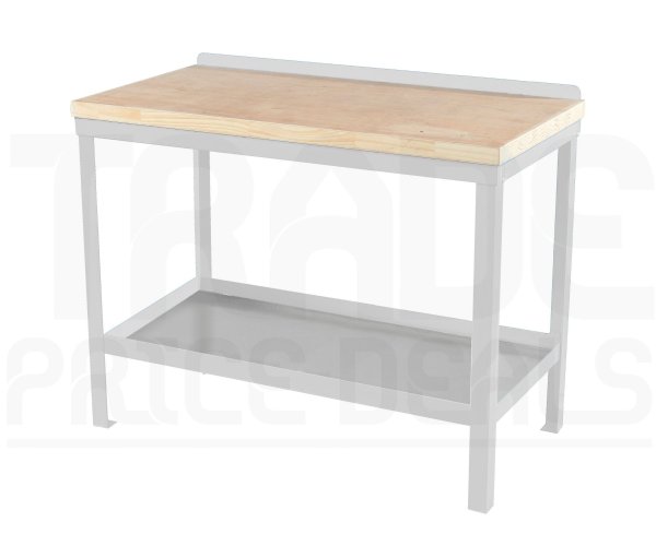 Heavy Duty Workbench | Solid Wood Worktop | 840h x 1200w x 600d mm | 1000kg Max Weight per Shelf | White | Benchmaster