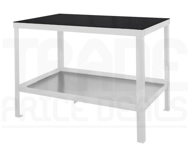 Heavy Duty Workbench | Rubber Bonded to Steel Worktop | 840h x 1200w x 600d mm | 1000kg Max Weight per Shelf | White | Benchmaster