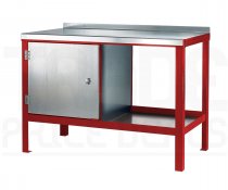 Heavy Duty Workbench | Steel Worktop | LH Cupboard | 840h x 1200w x 750d mm | 1000kg Max Weight per Shelf | Red | Benchmaster