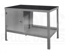 Heavy Duty Workbench | Rubber Bonded to Steel Worktop | LH Cupboard | 840h x 1200w x 600d mm | 1000kg Max Weight per Shelf | Silver | Benchmaster