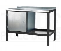 Heavy Duty Workbench | Steel Worktop | LH Cupboard | 840h x 1800w x 900d mm | 1000kg Max Weight per Shelf | Dark Grey | Benchmaster