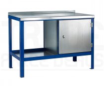 Heavy Duty Workbench | Steel Worktop | RH Cupboard | 840h x 1500w x 900d mm | 1000kg Max Weight per Shelf | Blue | Benchmaster